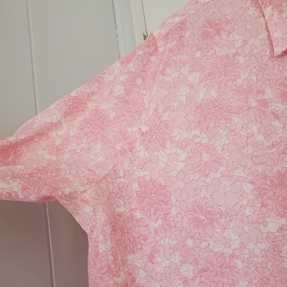 Vintage Polyester Shirt Women's L Pink Floral All Over Print - Picture 3 of 12